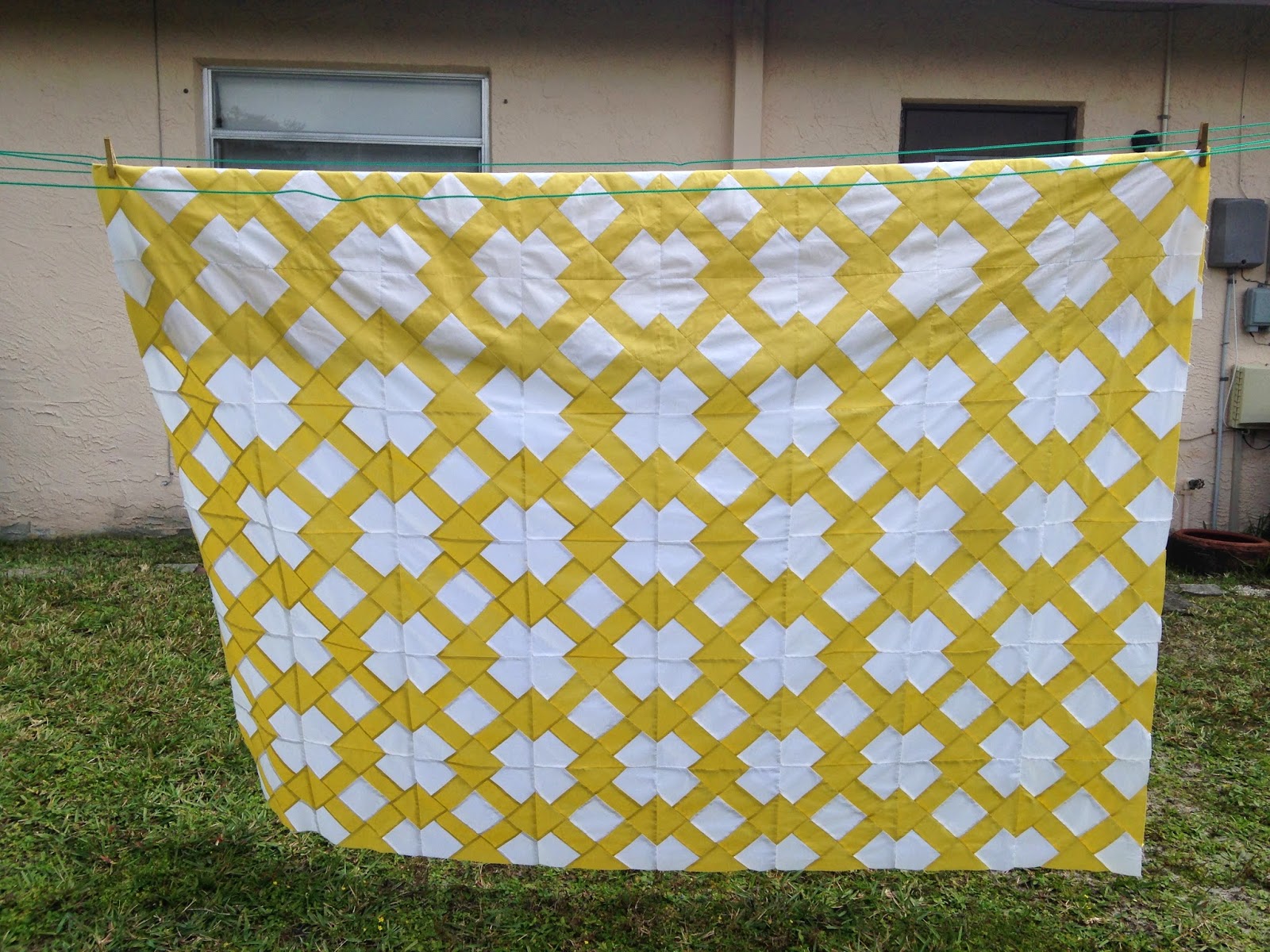 Piece N Quilt Mustard & White Quilt Custom Machine Quilting by